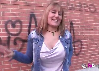 Redhead with huge tits likes oral sex